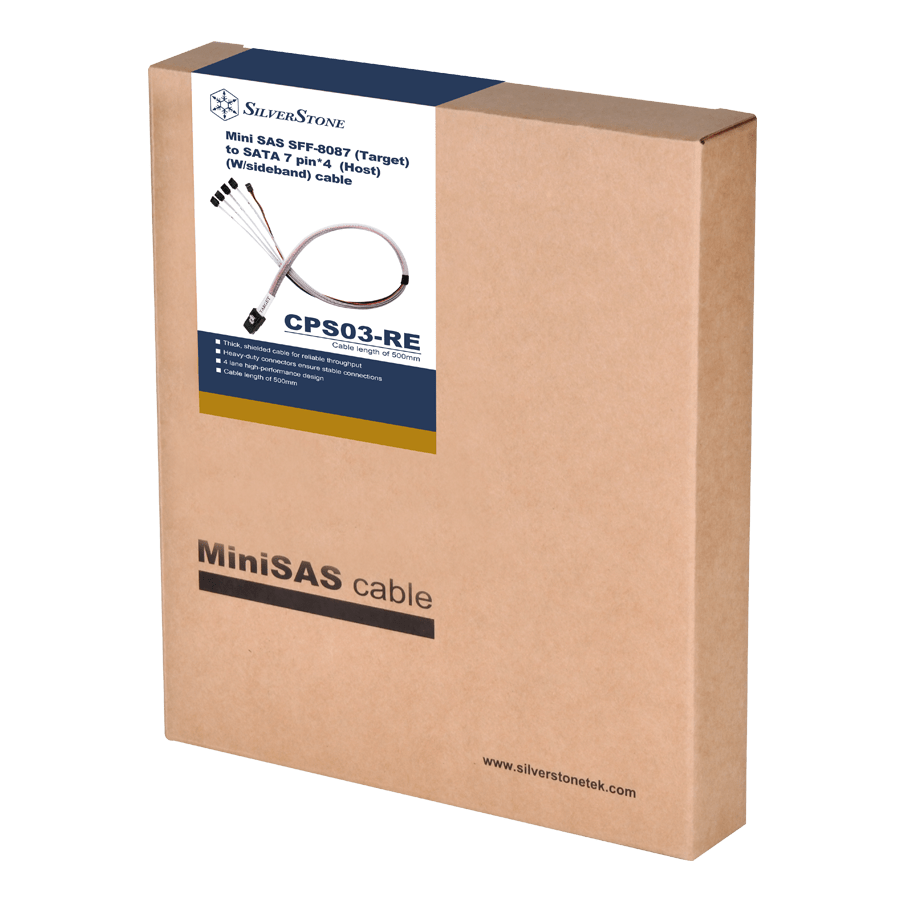 کابل تبدیل Mini-SAS به SATA سیلوراستون CPS03-RE — نمای نزدیک 7